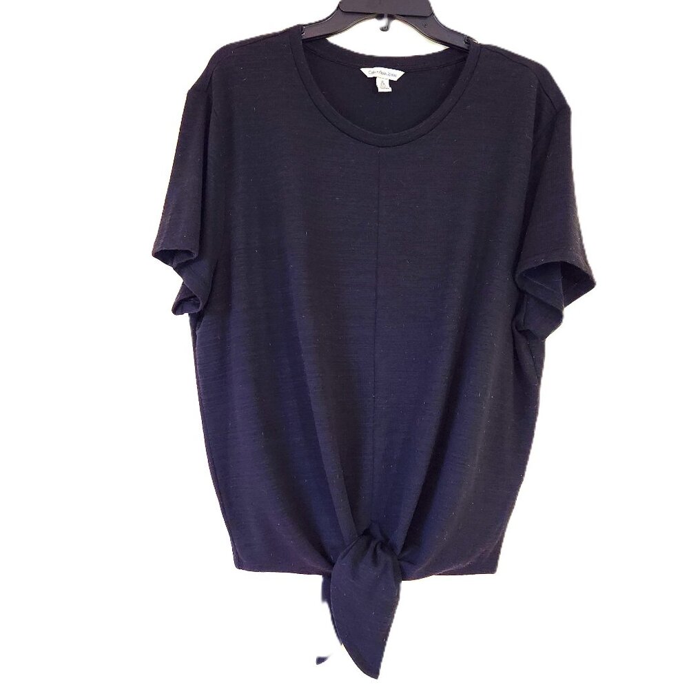 Calvin Klein Jeans Black Tie-Front Crewneck Knit Tee XL